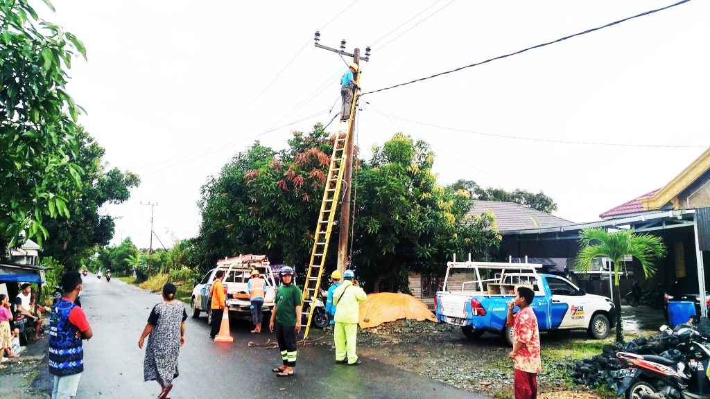 Pertuga PLN Perbaiki Jaringan Listrik Akibat Angin Puting Beliung