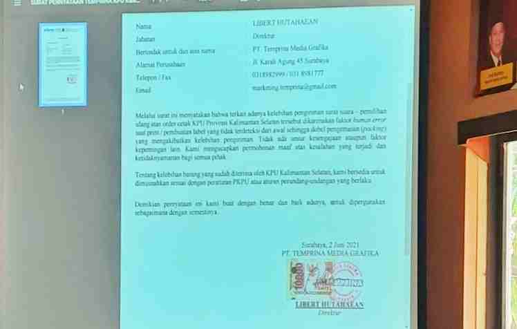 Surat Suara Untuk PSU Pilgub Kalsel 2020 Dicetak Lebih Dari Seharusnya