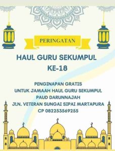 Penginapan gratis Haul Ke 18 Guru Sekumpul 