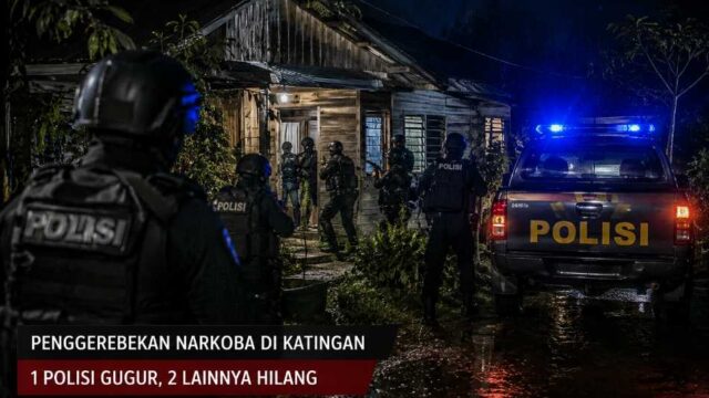 ILUSTRASI AI – Ilustrasi operasi penggerebekan bandar narkoba yang berujung bentrokan di Desa Tumbang Kalemei, Kecamatan Katingan Tengah, Kabupaten Katingan, Kamis (2/7/2026) dini hari. (Ilustrasi/AI)